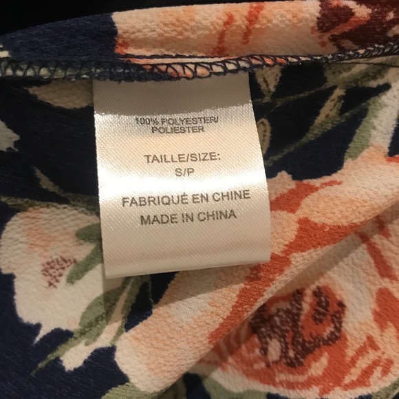 Navy Blue Floral Wrap Dress - Picture 4 of 4